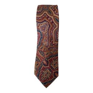 Christian Dior Monsieur Silk Tie Paisley Burgundy Tan Blue Italian VTG Luxury